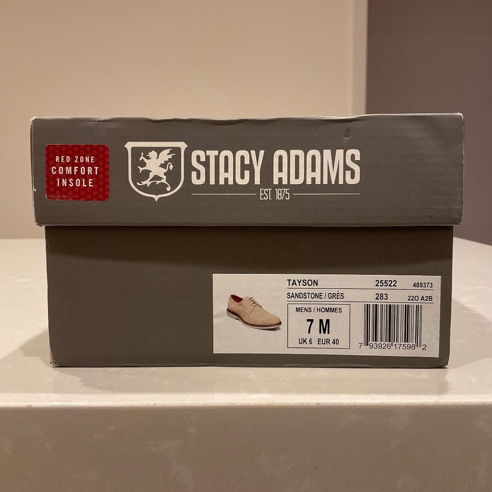 NWT Stacy Adams Tayson Sandstone Suede Oxford Dress Shoes, Men's 7 M